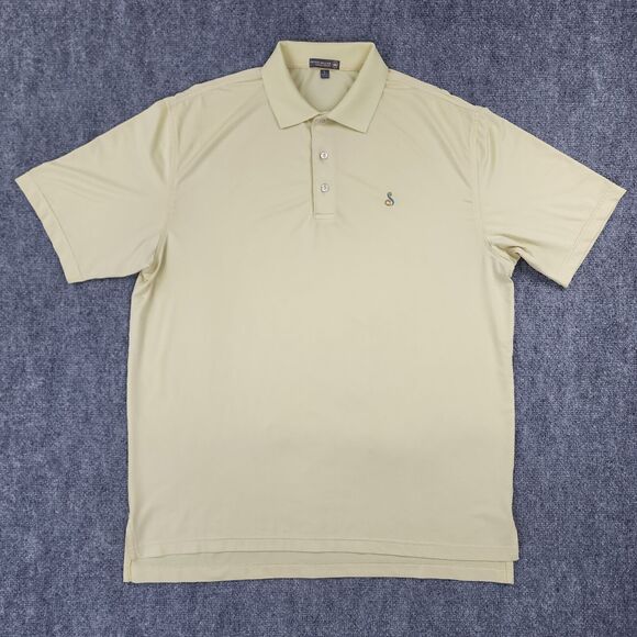 Peter Millar Shirt Mens Large Yellow Summer Comfort Polo Short Sleeve Golf Logo - Picture 1 of 16